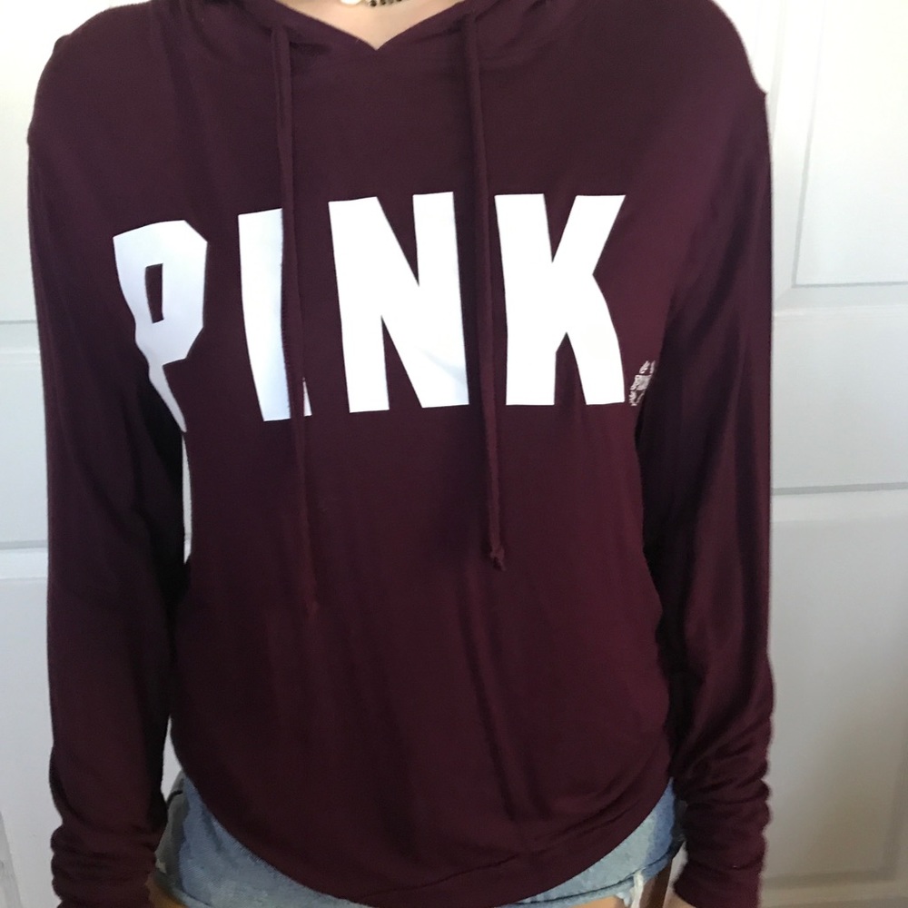 Pink pullover with hoodie